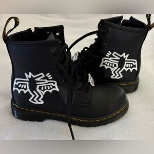 Dr. Martens/Keith Haring Black Boots with White Graphic brand new